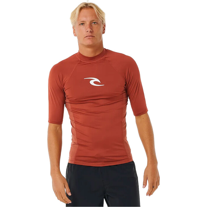 2024 Rip Curl Mnner Waves UPF Performance Kurzarm-Lycra-Weste 142MRV - Red